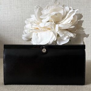 Walima RARE Italian Leather Black Long Wallet with Card Slots